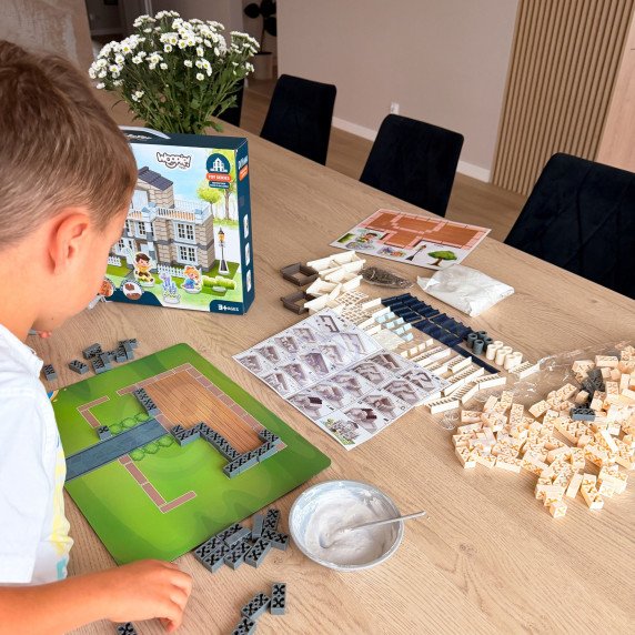 WOOPIE DIY statybos rinkinys, kuris leidžia pastatyti sapnų namą iš plytelių, 603 vnt.
