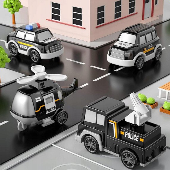 WOOPIE kelių remonto sunkvežimio rinkinys iš 5 automobilių - policija