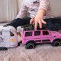 WOOPIE Rožinis Visureigis su Prikabinamu Priekaba ir Arklidės Figūra Rinkinys