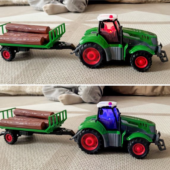 WOOPIE RC Traktorius su priekaba - mastelis 1:24