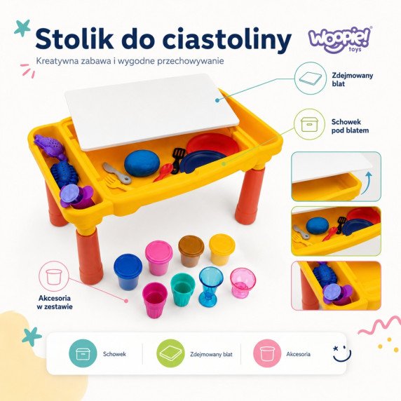 WOOPIE Tešlos stalo rinkinys su saugojimu, 40 vnt.