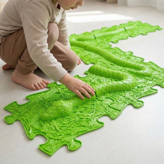WOOPIE Jutiklinis Kilimas Ortopedinis Puzzle Gyvatė Žalia 6 vnt.