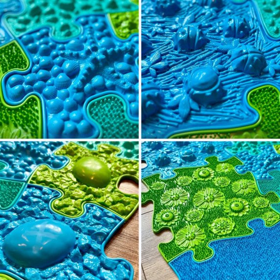 WOOPIE Jutiklinis Kilimėlis Ortopedinis Puzzle 11 Dalys - Mėlyna/Žalia
