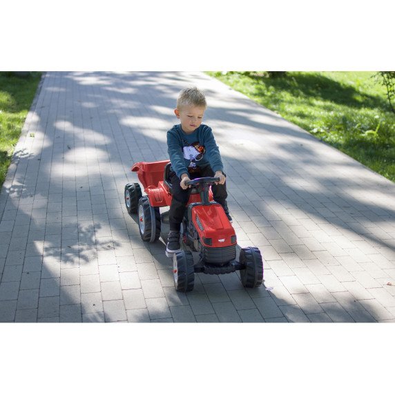 WOOPIE ūkininkas GoTrac MAXI pedalų traktorius su tyliais ratlankiais puspriekabėje