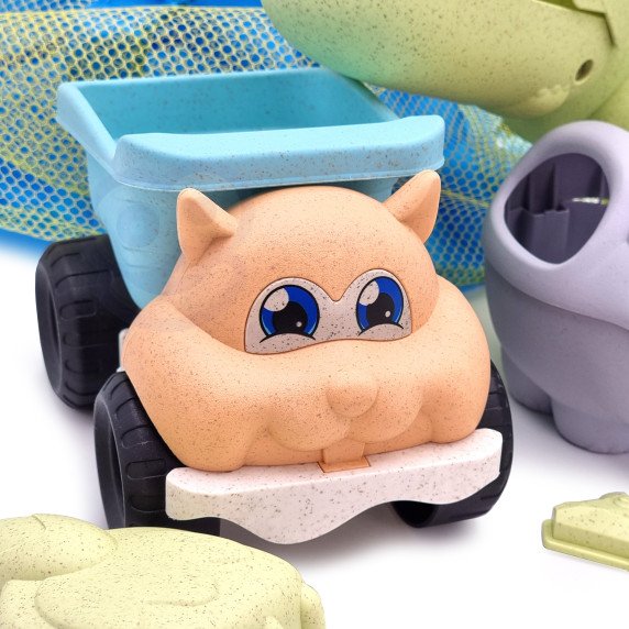 Žalioji WOOPIE Smėlio rinkinys su kibiru ir kastuvu Kroko kuoliuku kuprineje, 10 dalių. BIOLOGIŠKAI SKALINGAS MATERIALIZUOTAS