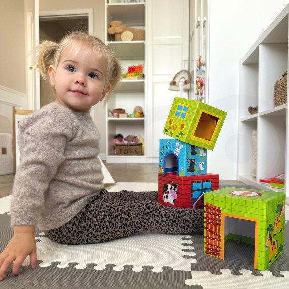 WOOPIE GREEN Ūkininkavimo dėžės kubas puzzle + figūrėlės 10 vnt.