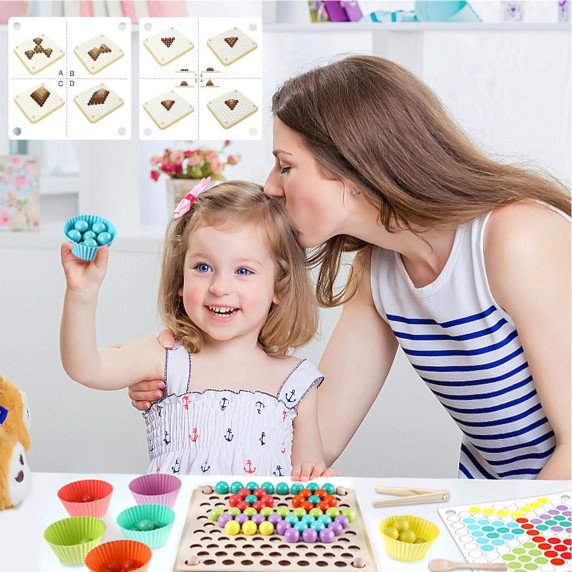 WOOPIE Spalvingi kamuoliai Montessori galvosūkis Mozaika Rūšiaviklis