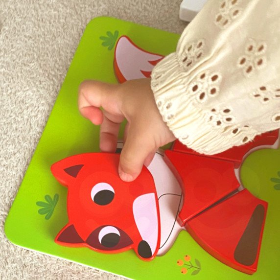 WOOPIE GREEN Mediniai galvosūkiai su gyvūnais Montessori FSC 34 vnt.