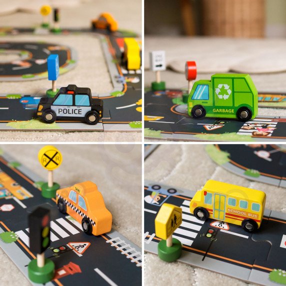 WOOPIE GREEN Kelio galvosūkis vaikams „Highway“ modelis 21 dalių, sertifikuotas FSC.