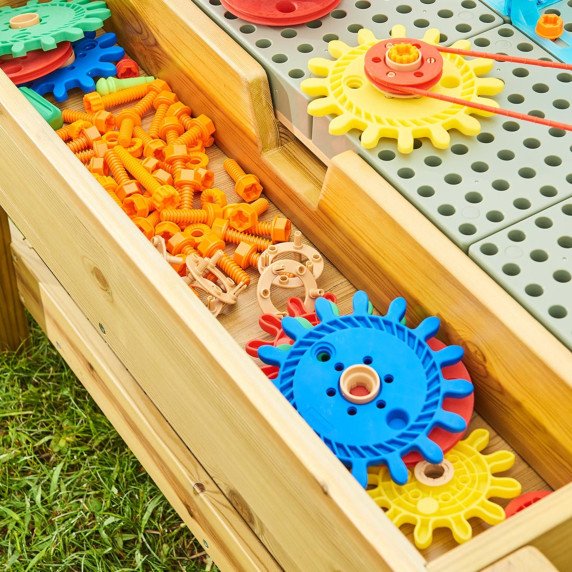 MASTERKIDZ Medinis lauko STEAM stalas + Krumpliaračių rinkinys (1200L, 121 x 99 x 60 cm.)