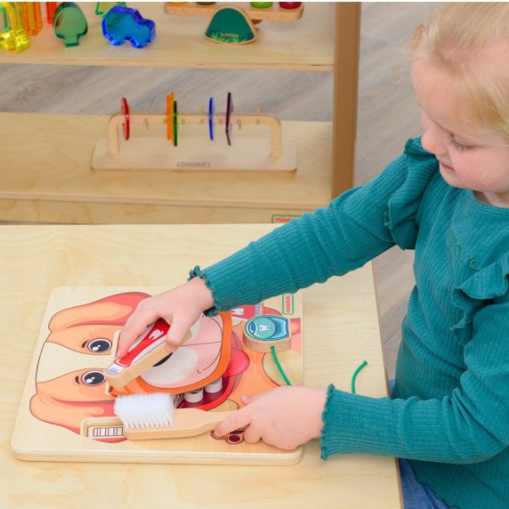 MASTERKIDZ Mokymasis apie sveiką burnos higieną su šunimi kaip pavyzdžiu - Montesori edukacinė sienos lentelė