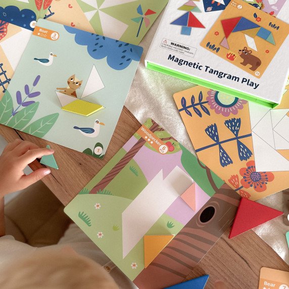 TOOKY TOY Tangram galvosūkis vaikams, mokantis figūrų formų formų 18 vnt.