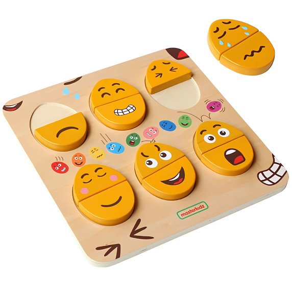 MASTERKIDZ Mediniai kiaušiniai emocijų mokymo lentelėje - Koks Humoras? Montessori