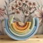 TOOKY TOY Pastel Puzzle mediniai Montessori vaivorykštės blokai
