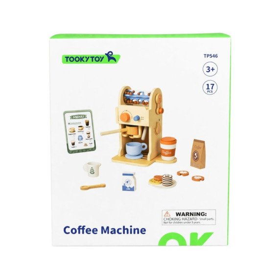 TOOKY TOY Medinis kavinės rinkinys - Baristo ekspreso aparatas