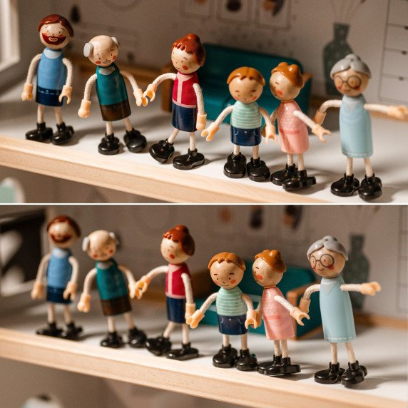 TOOKY TOY Didelis medinis lėlių namas + FSC figūrėlės