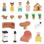 TOOKY TOY Medinis Lėlių namelis su priedais ir šeima 20 vnt.