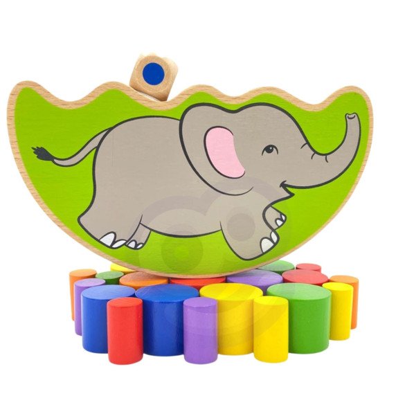 VIGA medinis balansuojantis elefantas Montessori galvosūkis