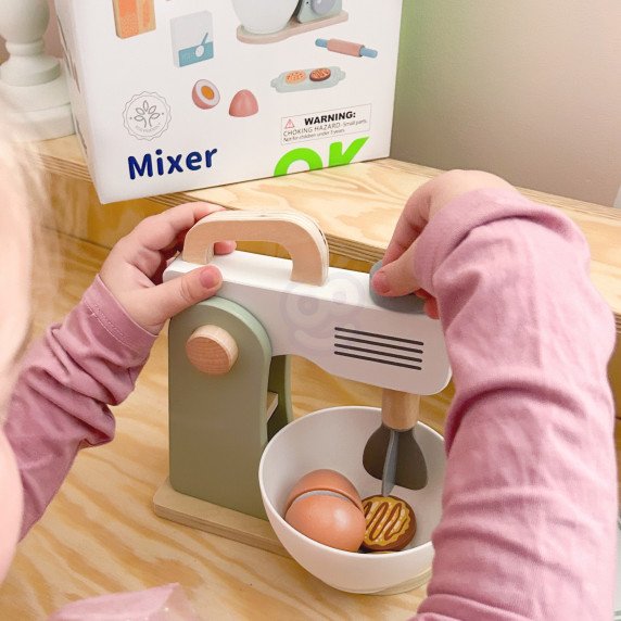 TOOKY TOY Medinis Maišytuvas Pastelinis Priedų Rinkinys