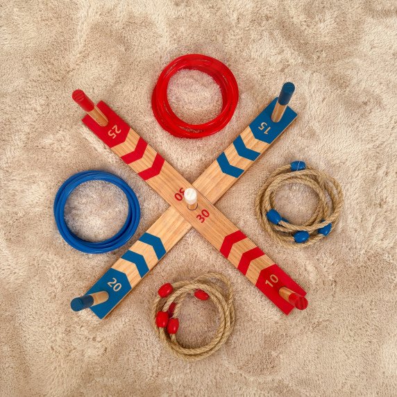 TOOKY TOY Medinis linksnių kryžiaus žaidimas Arcade Ring Cross Game