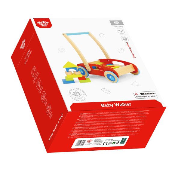 TOOKY TOY Medinis paspirtukas vaikams + Kubai 23 vnt.