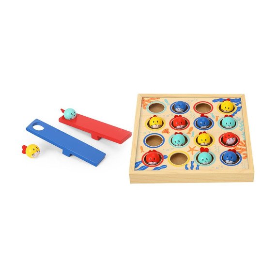 TOOKY TOY Žaidimas vaikams Medinis stalas Skrendančios žuvys 19 vnt.