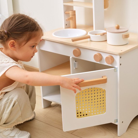 VIGA PolarB medinis virtuves 2-in-1 parduotuve, baltos virtuvės priedai stalas