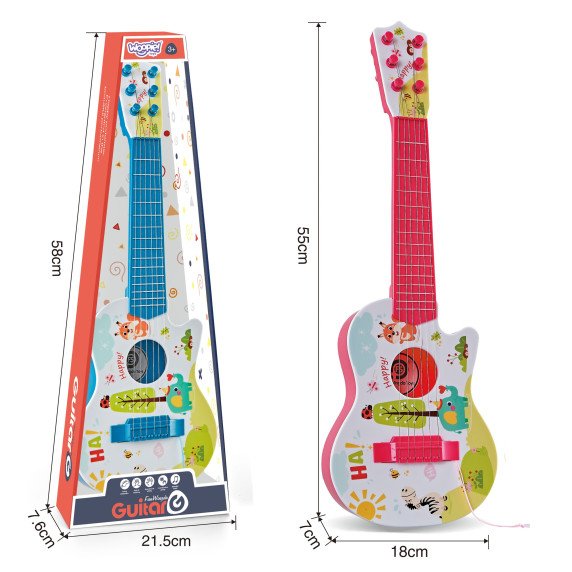 WOOPIE Akiški gitara vaikams, rožinė, 55 cm