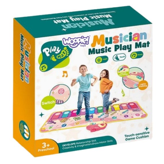 WOOPIE Muzikinis Kilimas XXL Dinozaurai 2 viename Pianinas 8 melodijos 110cm