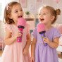 WOOPIE Belaidis Karaoke Mikrofonas su BT Garsiakalbiu LED Rožinis