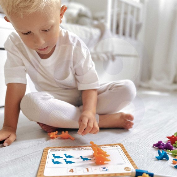 WOOPIE Montessori Edukacinis Rinkinys Skaičiuojant Dinozaurus Išrikiuotojas 95 vnt.
