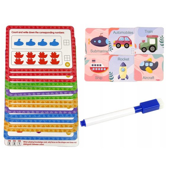 WOOPIE Montessori mokomasis rinkinys skaičiuoti, rūšiuoti spalvas, transporto priemonės 83 vnt.
