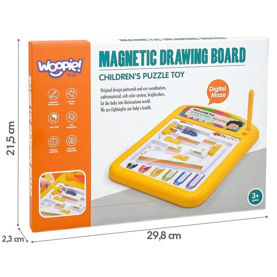 MAGNETINIS LENTINIS MOKOMASIS GALVOČIŲ RŪŠIUOJIMAS MOKYMASI ABĖCĖLĖS 3+ WOOPIE