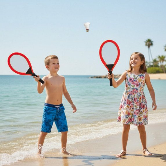 Dideli teniso badmintono raketės vaikams rinkinys + skrisulys
