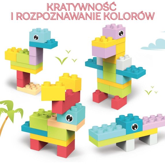 WOOPIE Minkštos statybinės dėžutės Pasteliniai gyvūnai 86 vnt.