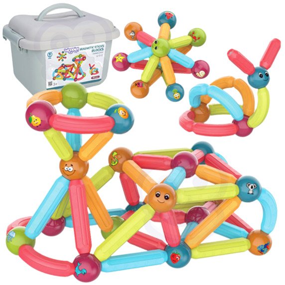 WOOPIE Magnetinės švietimo statybinės dėžutės 76 vnt.