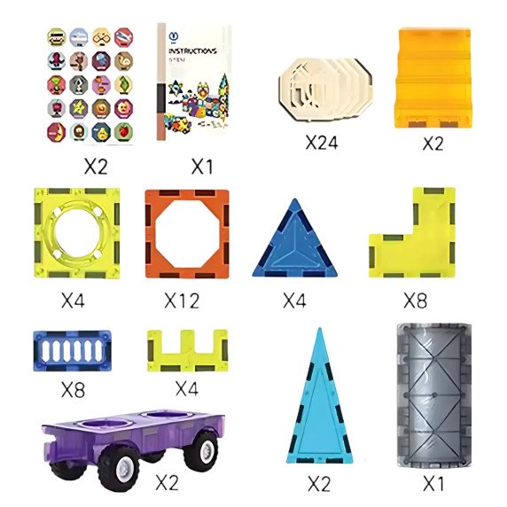 WOOPIE Magnetiniai Blokai 3D Rinkinys Pilies Transporto Priemonės 71 vnt.