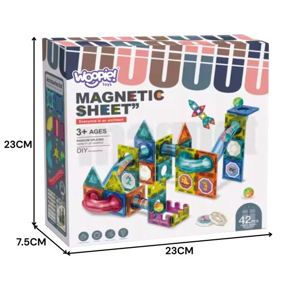 WOOPIE Magnetinės Statybinės Plytelės 3D Mokomasis Rinkinys Kamščių Takelis 42 vnt.