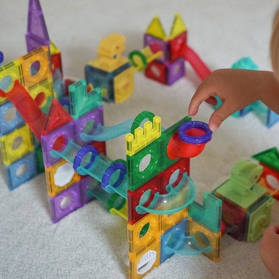 WOOPIE Magnetiniai statybiniai blokai 3D mokomas rinkinys kamuolių trasei 170 vnt.