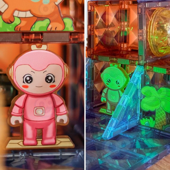 WOOPIE Magnetiniai Konstrukciniai Blokai Šviečiantis 3D Dinozaurų Parkas 124vnt.
