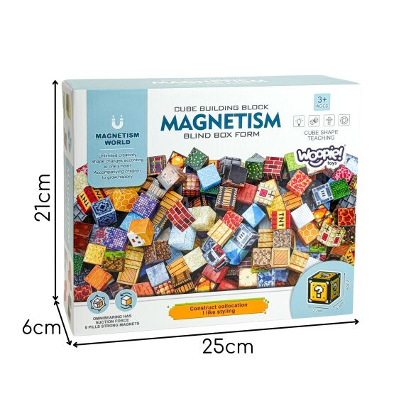 WOOPIE Magnetiniai Statybiniai Blokai 3D Kibirai Mokomoji Rinkinys 63 vnt.