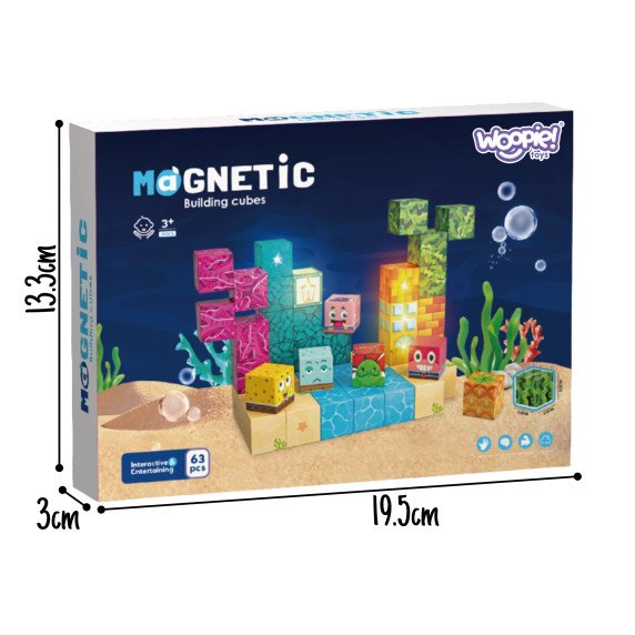 Woopie magnetiniai kubai 63 vnt. Montesorio vandenyno galvosūkis 3D žaidimas