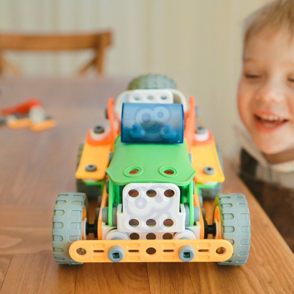 WOOPIE Statybos plytelės rinkinys STEM Transporto priemonės 163 vnt.