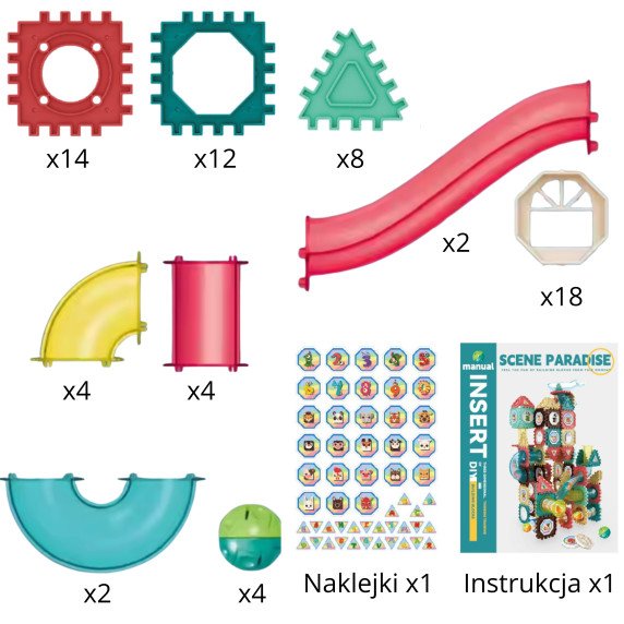 WOOPIE Magnetiniai Konstravimo Blokai 3D Švietimo Rinkinys Kamuolių Takelio 68 vnt.