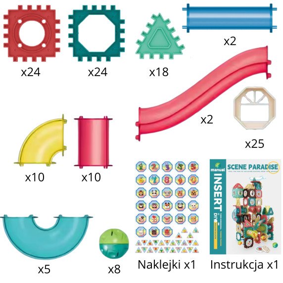 WOOPIE Magnetiniai statybiniai blokai 3D edukacinis rinkinys kamuolių trajektorijai 128 vnt.