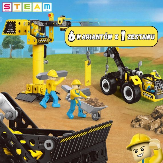 WOOPIE statybos rinkinys Statybos transporto priemonės STEAM 6in1 223 vnt.