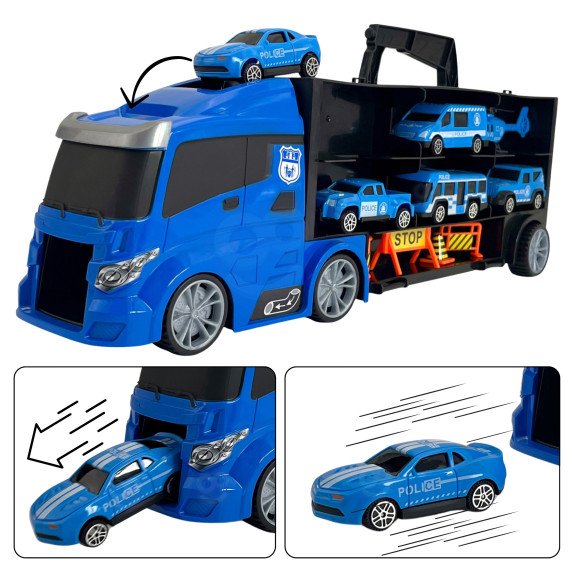 WOOPIE sunkvežimio transporterio rinkinys 3in1 mėlynas policija