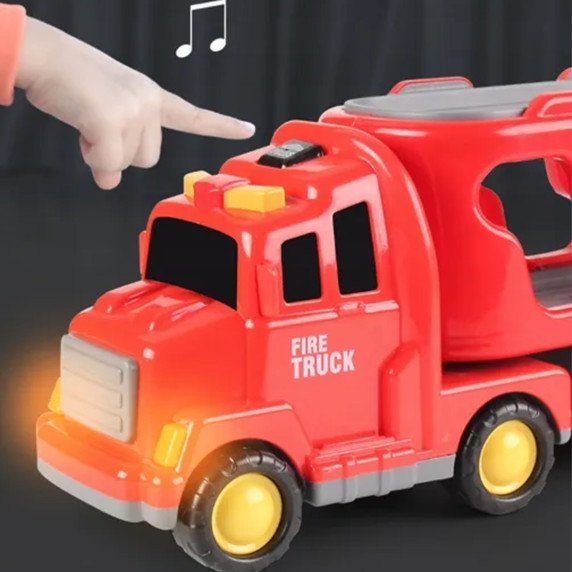 WOOPIE kelio vilkikas su 5 automobilių rinkinys - Gaisrinė.