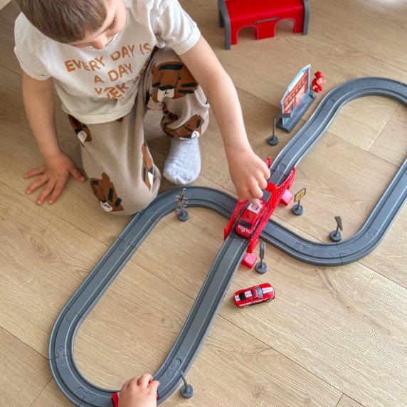 WOOPIE Pendolino Elektrinis Traukinio Rinkinys Ugniagesių Departamentui, 66vnt.