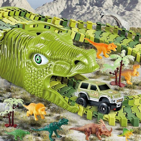 WOOPIE XXL Dinozaurų automobilių trasa 240 vnt.